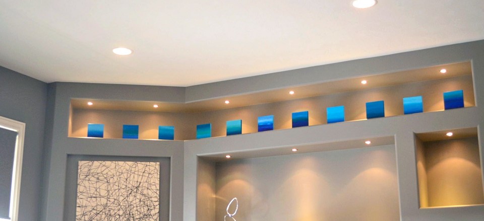 Lipson, Blue Flags, 2013, each 6" x 6", acrylic on board