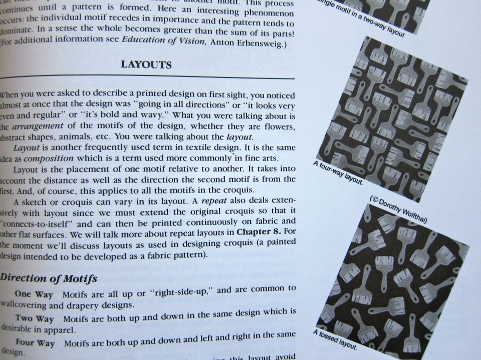 Textile Print Design by Richard FIsher and Dorothy Wolfthal, 1987, Fairchild Publications. Page detail 2.